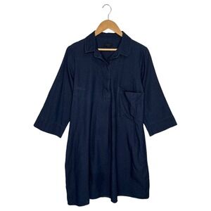 COS Dress Womens 8 Shirt Dress Henley Button Pockets Dark Wash Denim Blue
